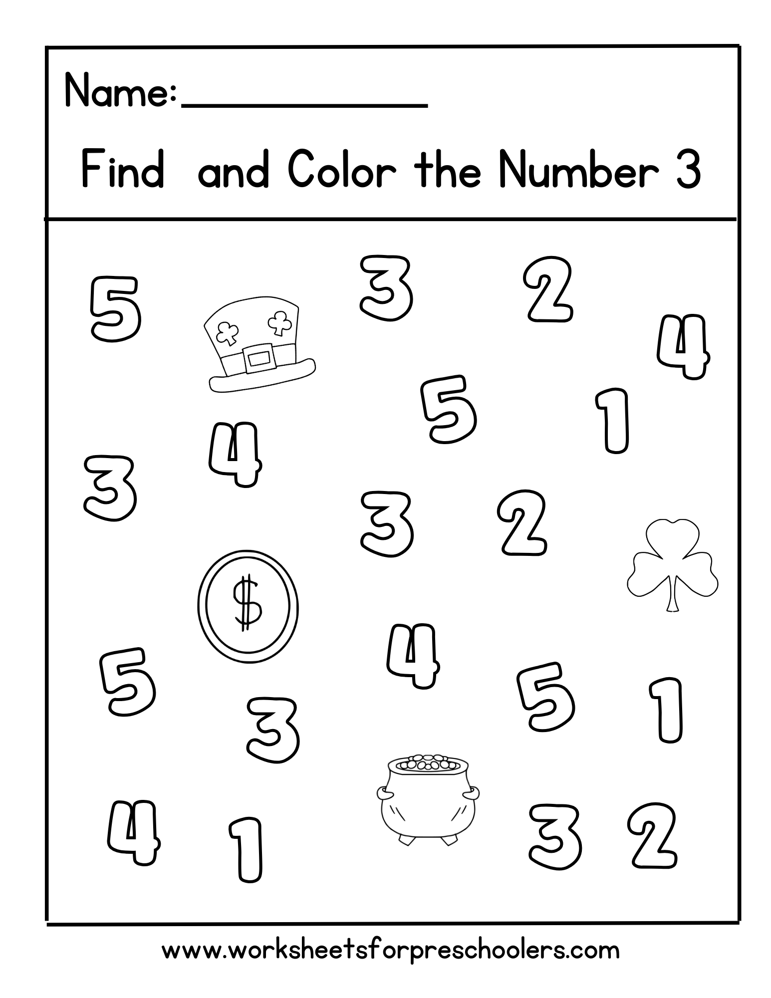 St Patrick Find and Color Number 3 