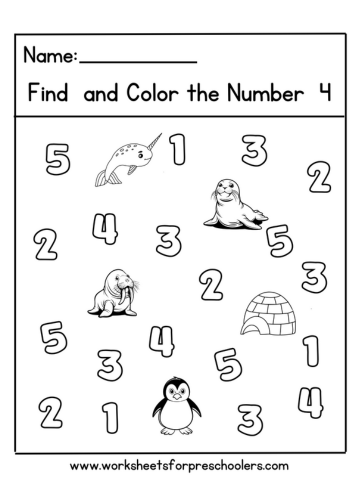 Number 4 Worksheet