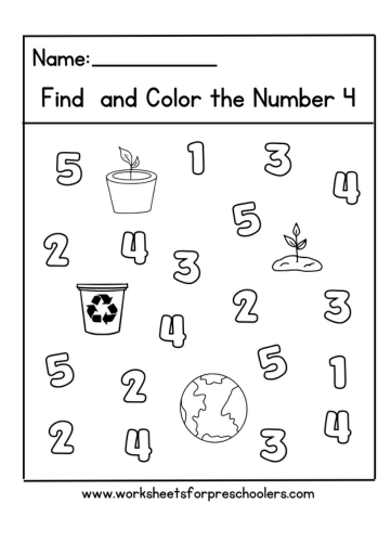  Number 4  Worksheet