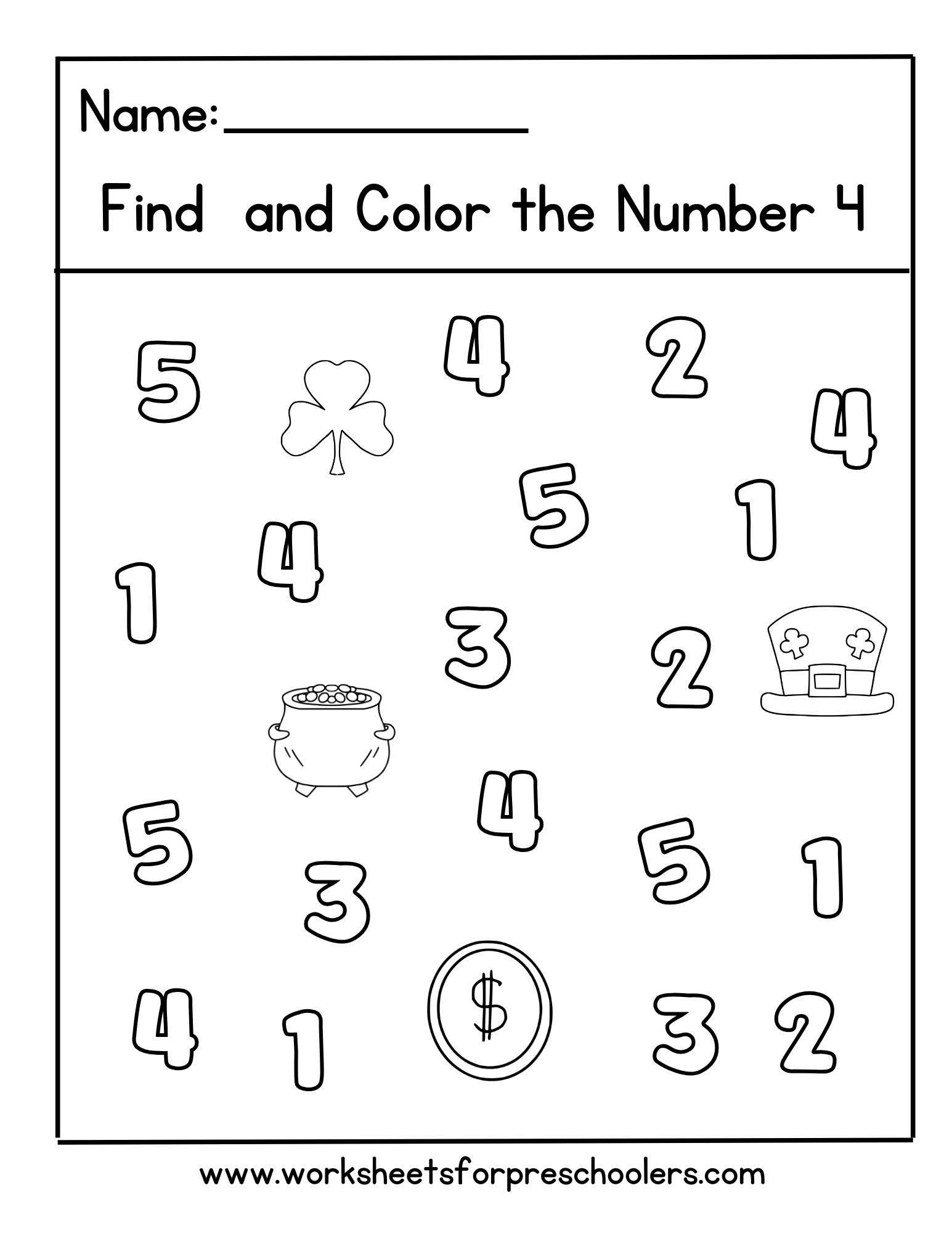 St Patrick Find and Color Number 4 