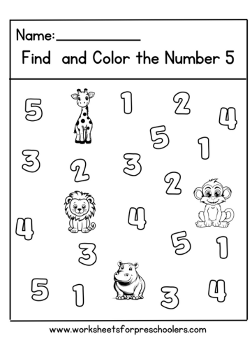 Number 5 Math Worksheet
