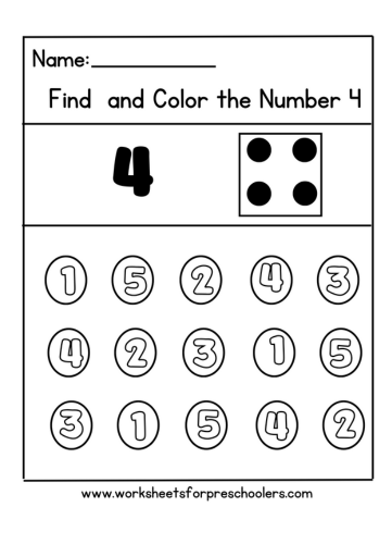 Number 4 Worksheet