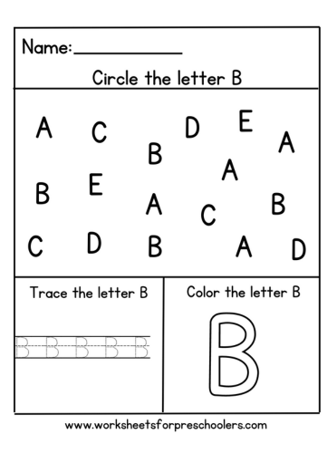 Preschool Find Circle and Trace Letter B Activity Worksheet