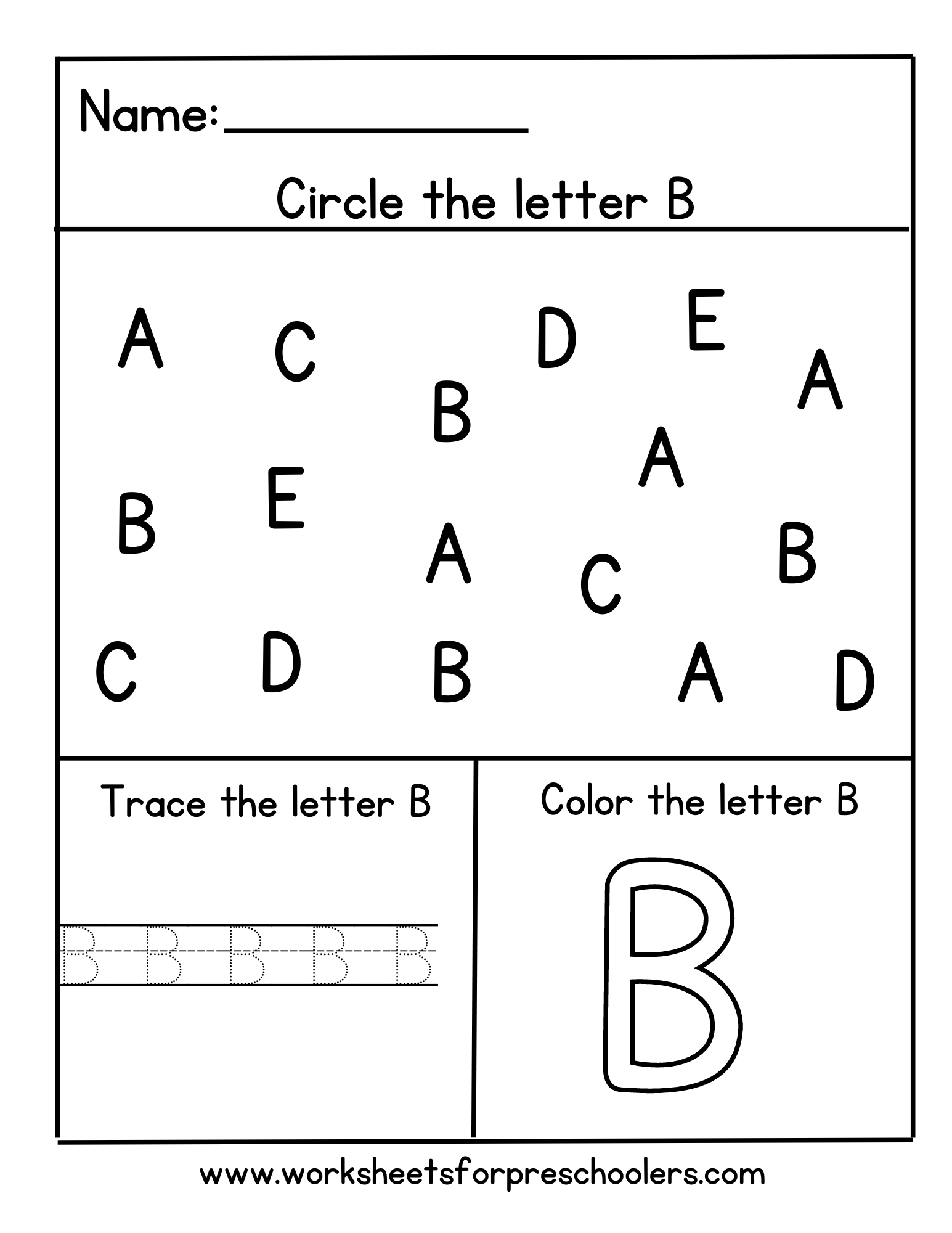 Preschool Find Circle and Trace Letter B Activity Worksheet