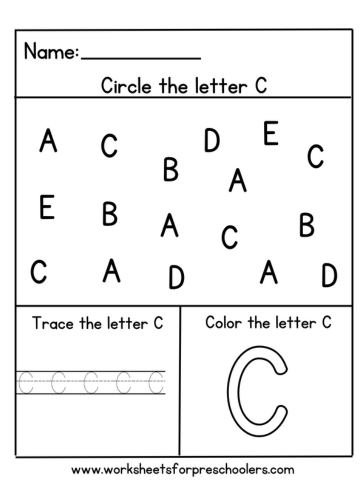Preschool Find Circle and Trace Letter C Activity Worksheet