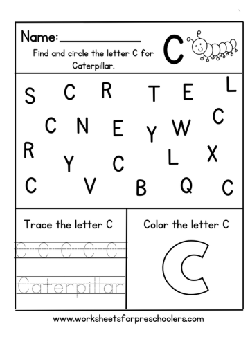C for Caterpillar Worksheet