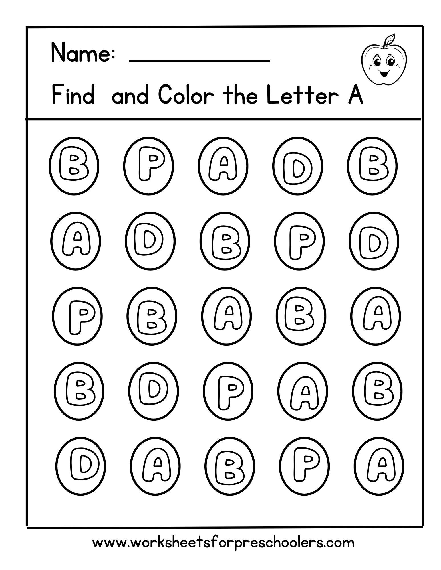 Find and Color Letter A Worksheets Find and Color Letter A Worksheets