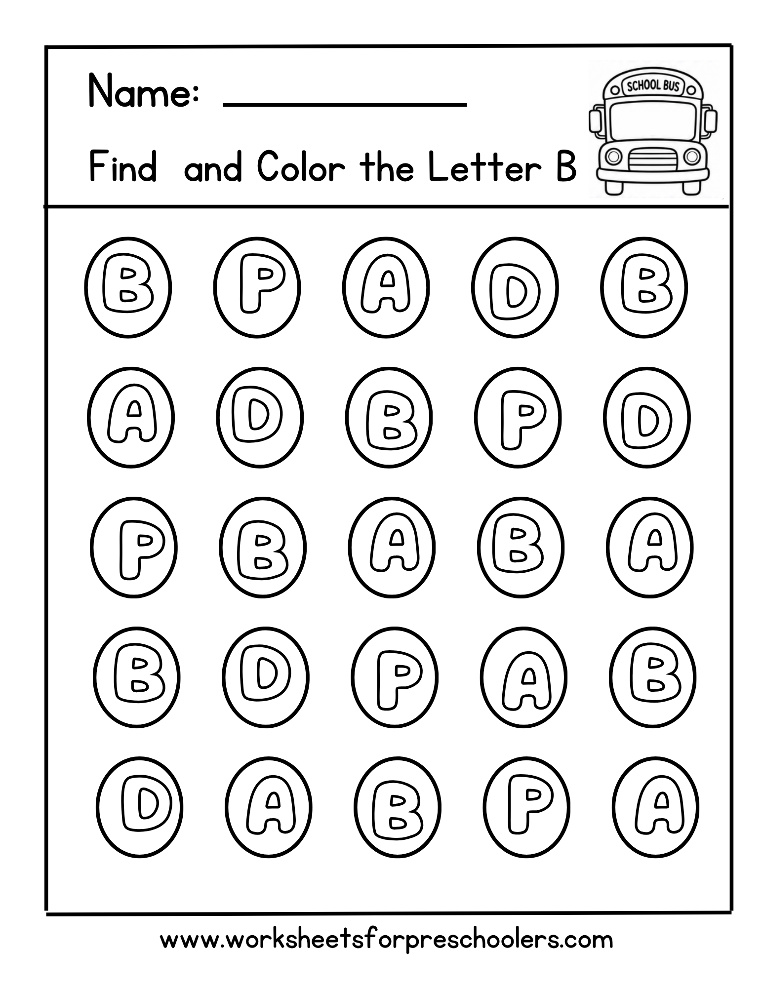 Find and Color Letter B Worksheet Find and Color Letter B Worksheet