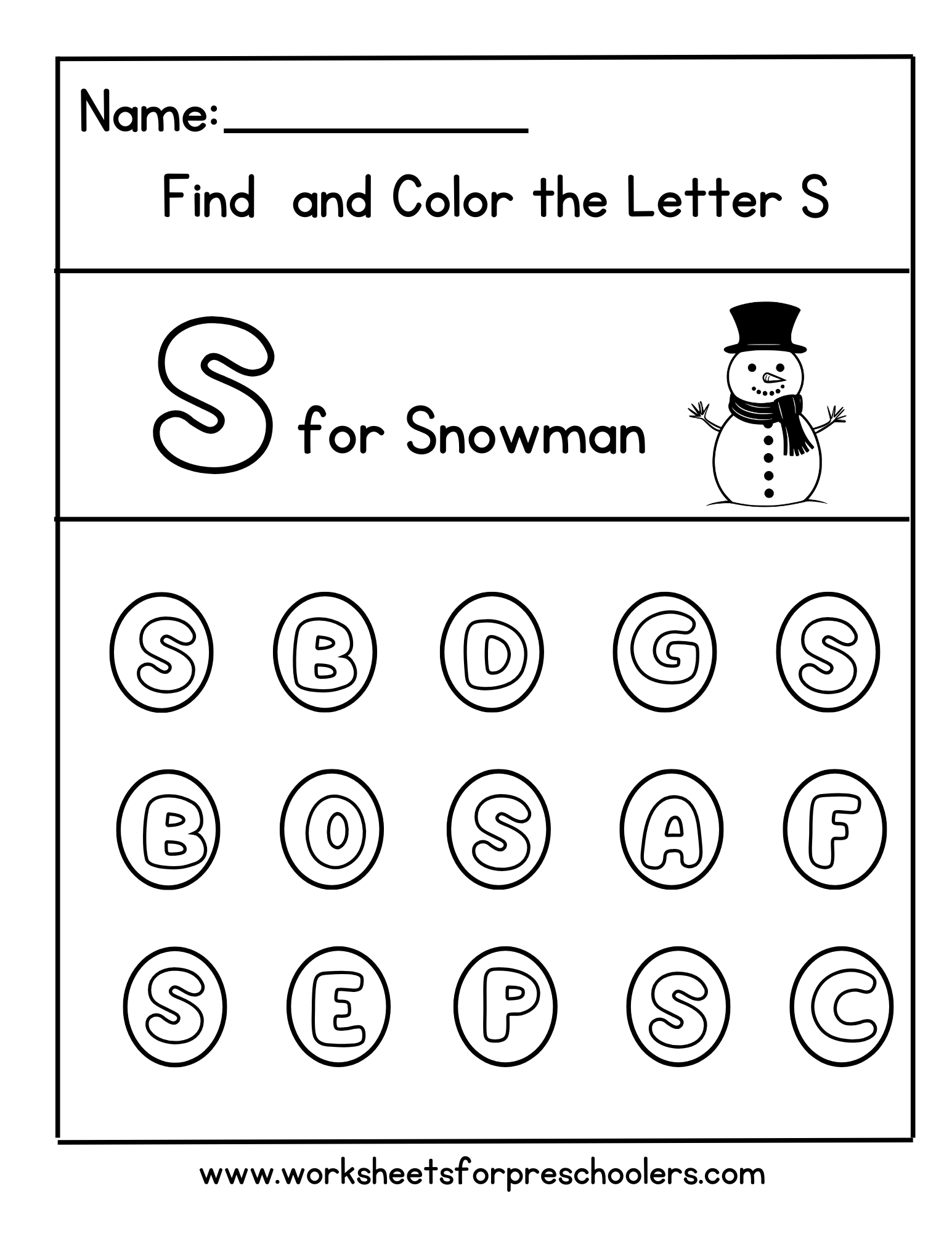 Letter S for Snowman