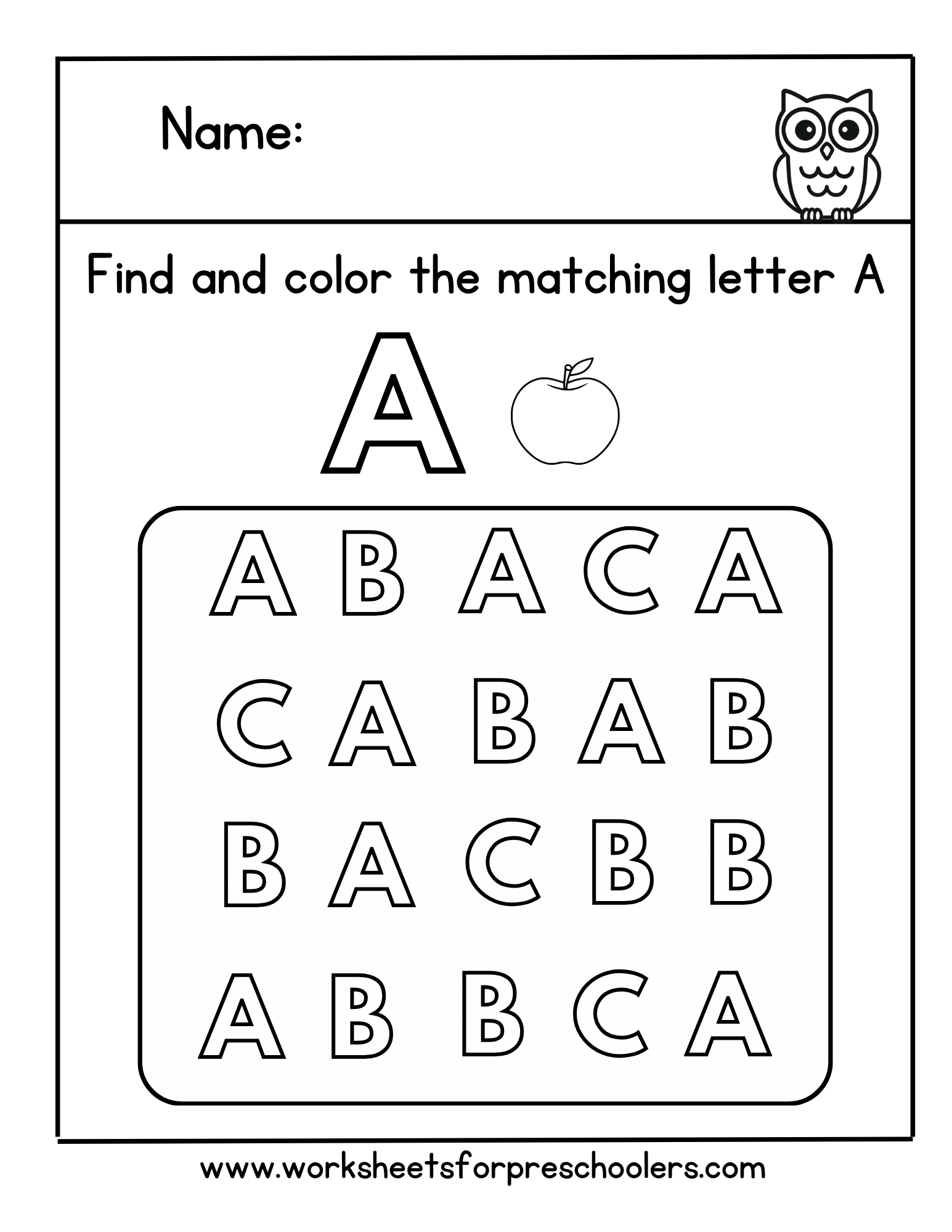 Find and Color Letter A Worksheet Find and Color Letter A Worksheet