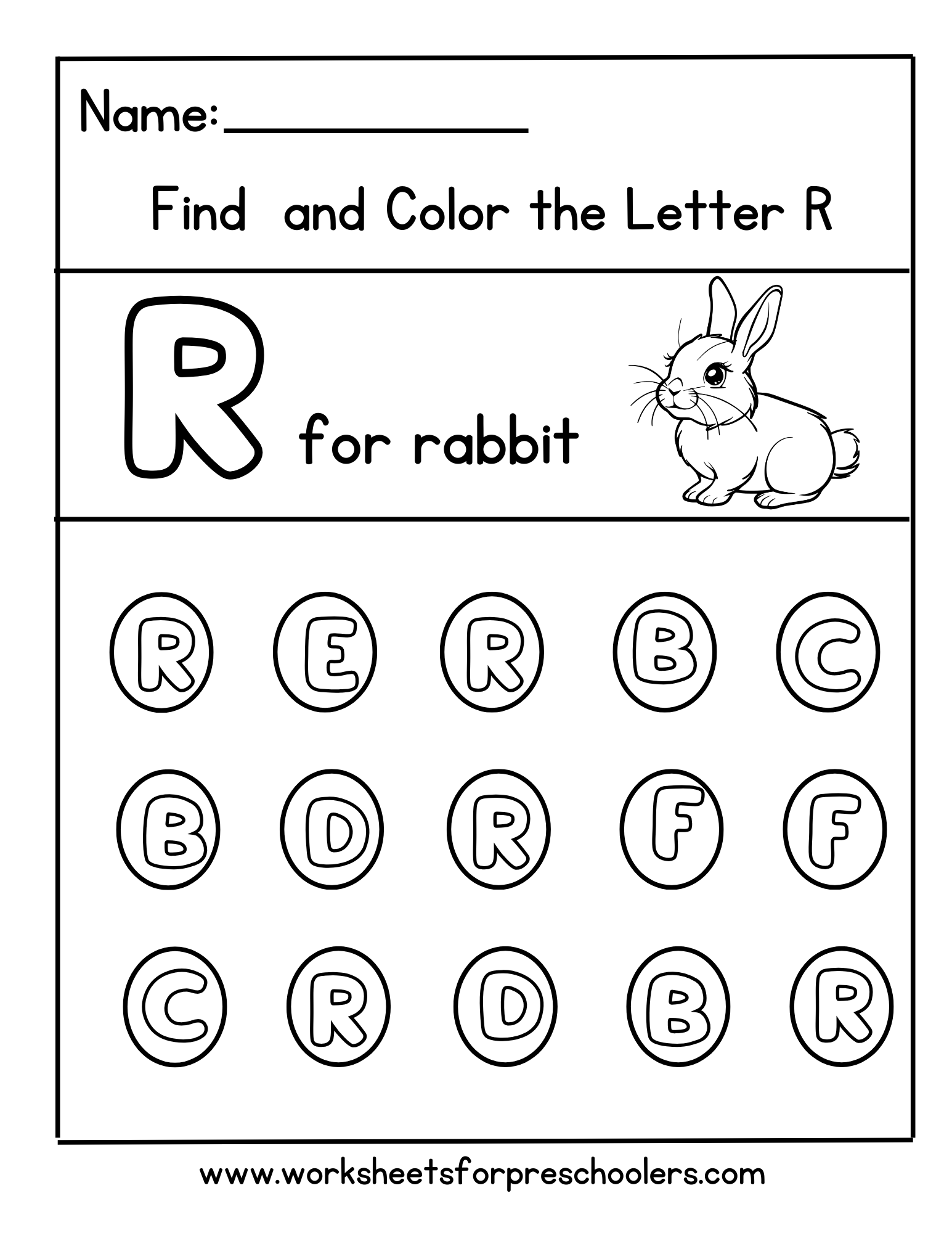 Find and Color Letter Worksheet
