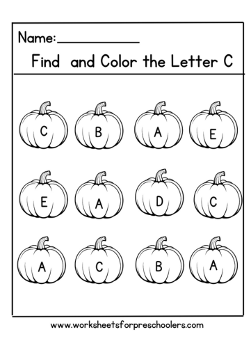Pumpkin Find Letter C  Activity Worksheet,