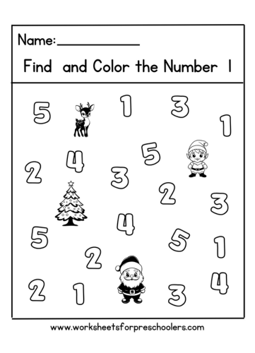 Number 1 activity worksheet