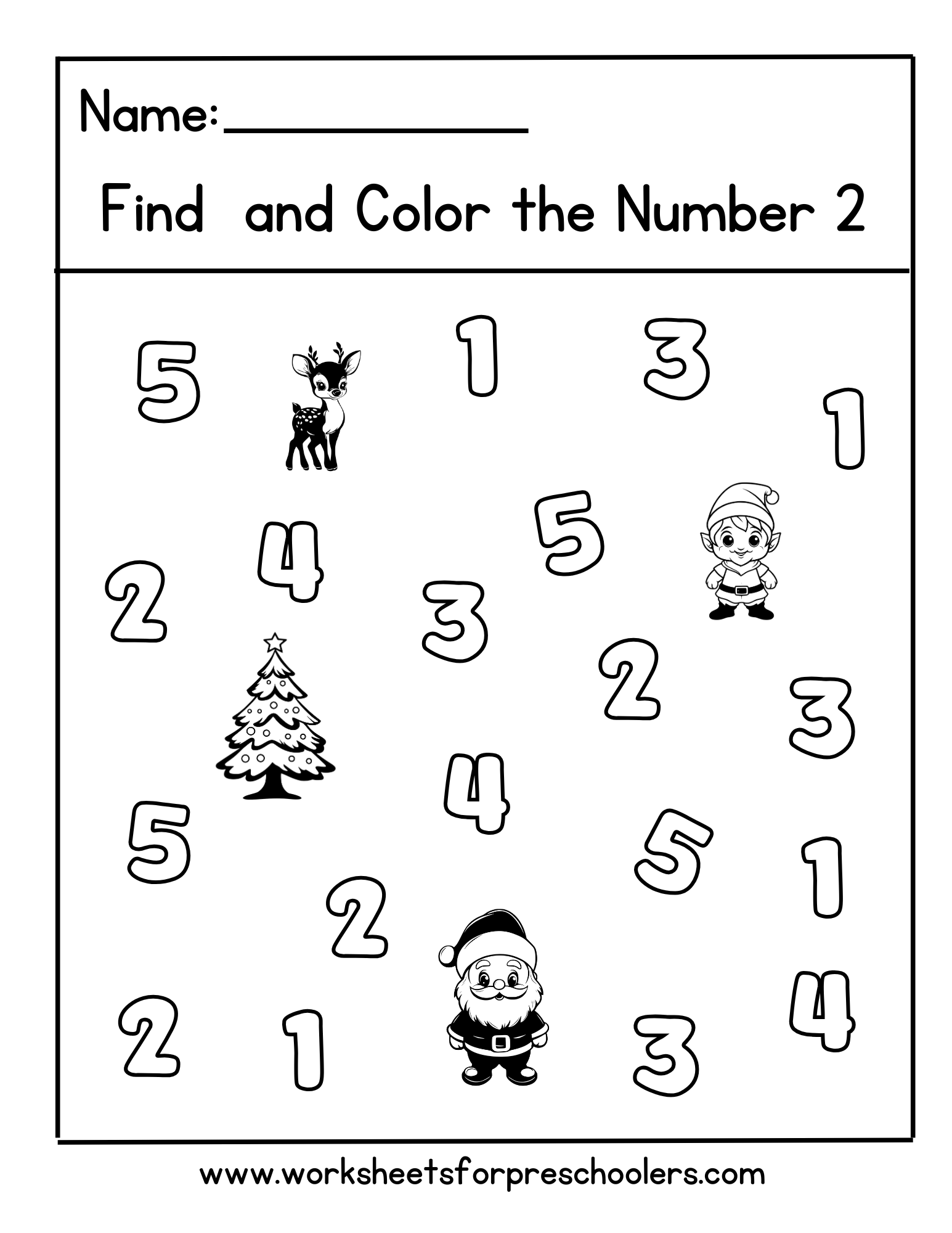 Christmas Find and Color Number 2 Worksheet