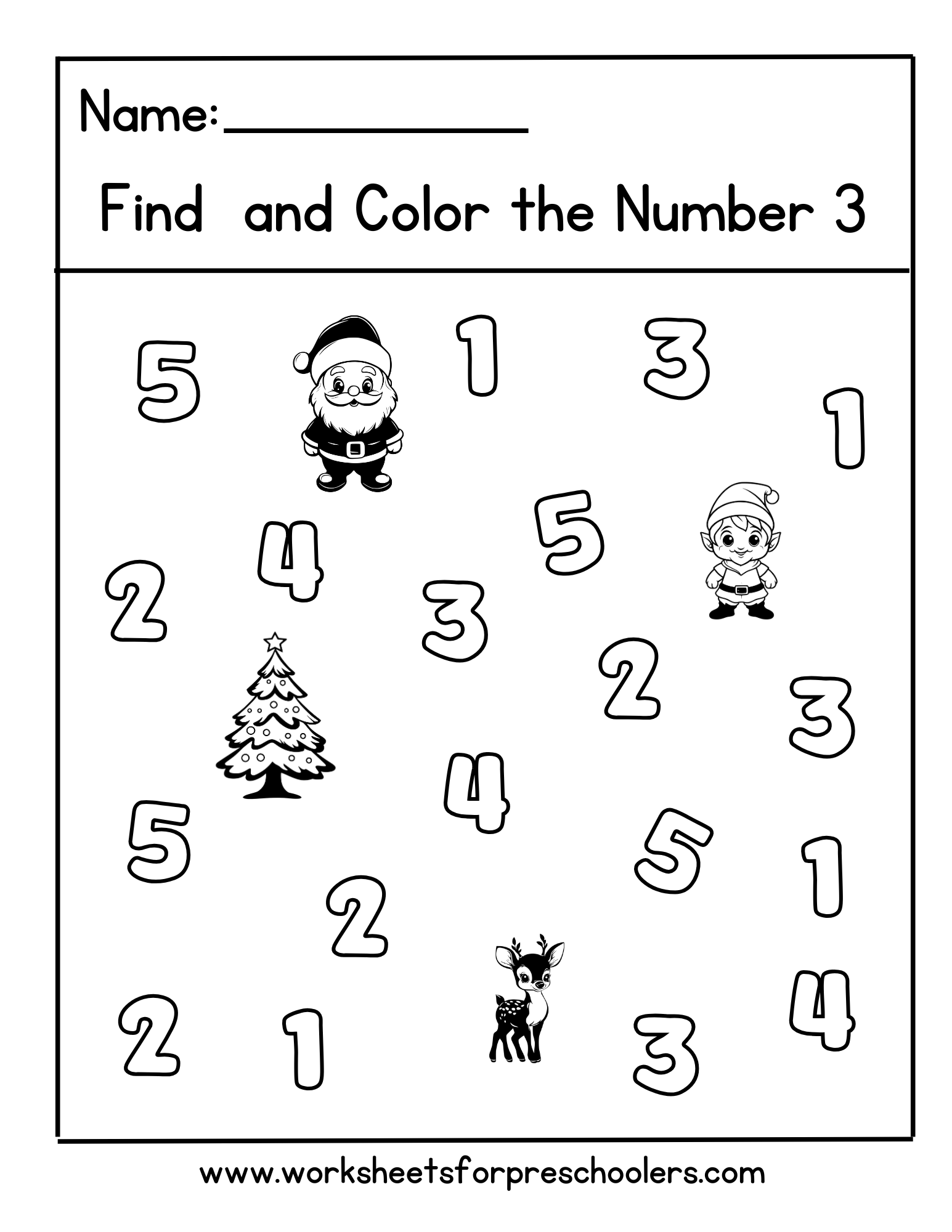 Christmas Find and Color Number 3 Worksheet Christmas Find and Color Number 3 Worksheet