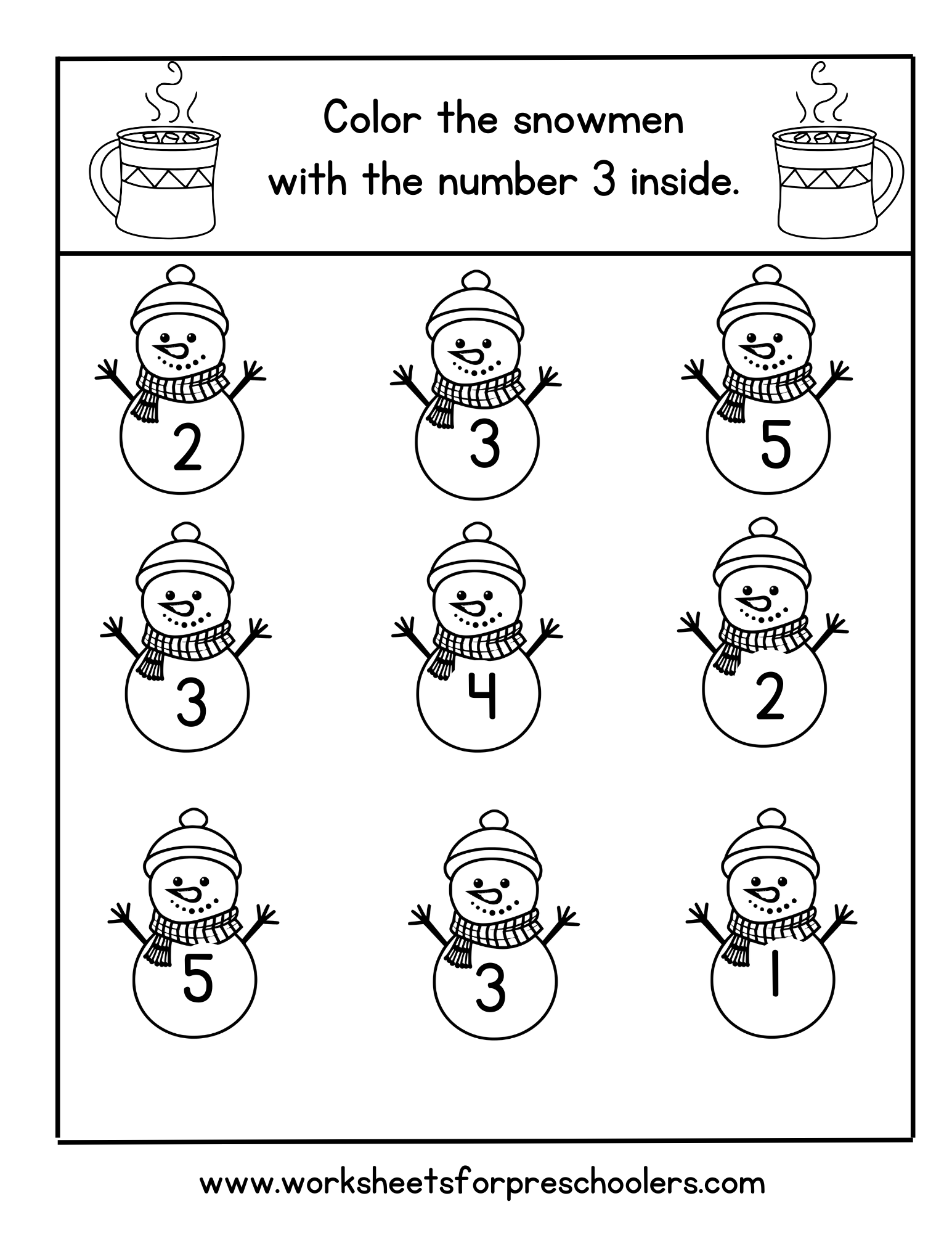 Snowmen Math Worksheet