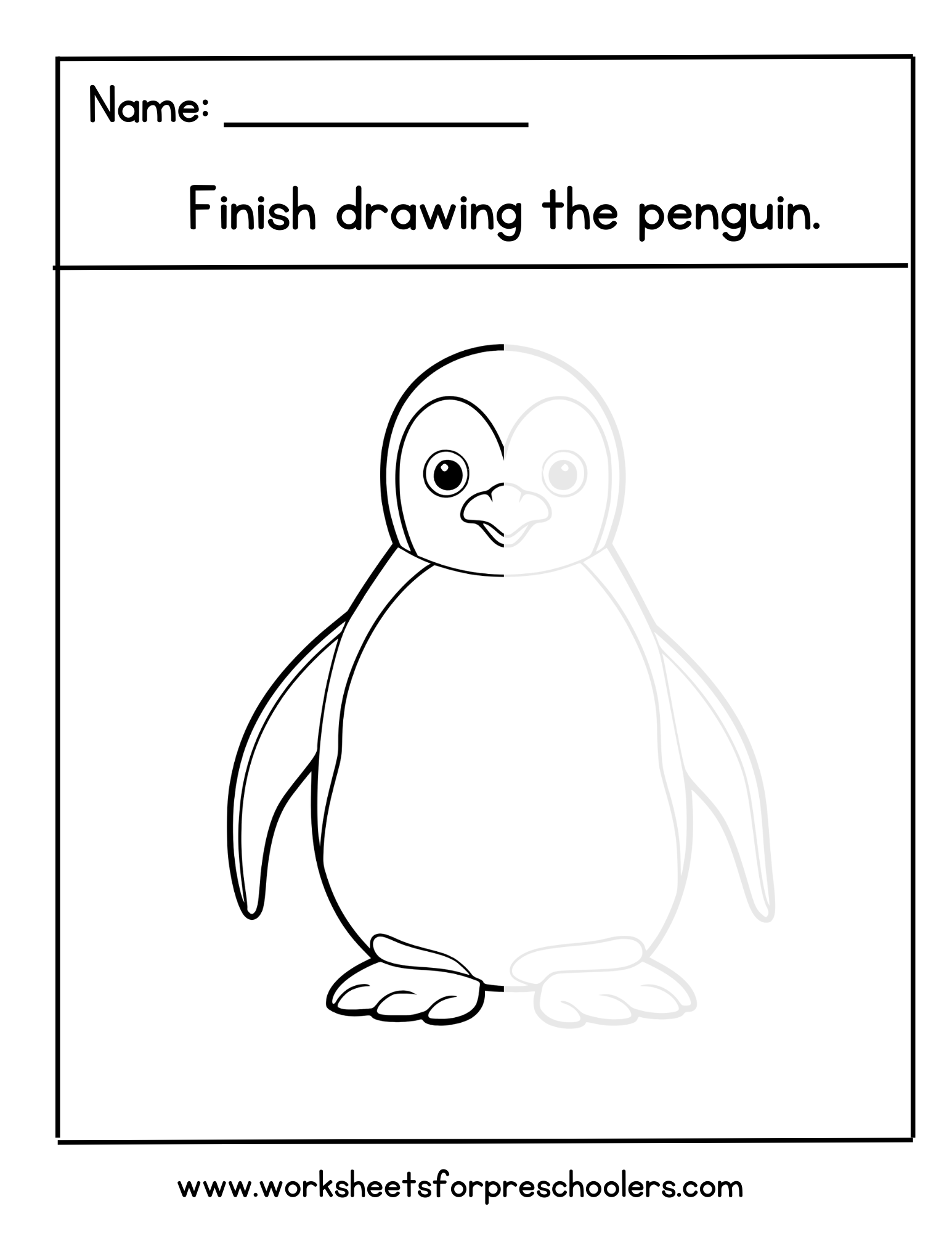 Finish Drawing the Penguin Finish Drawing the Penguin