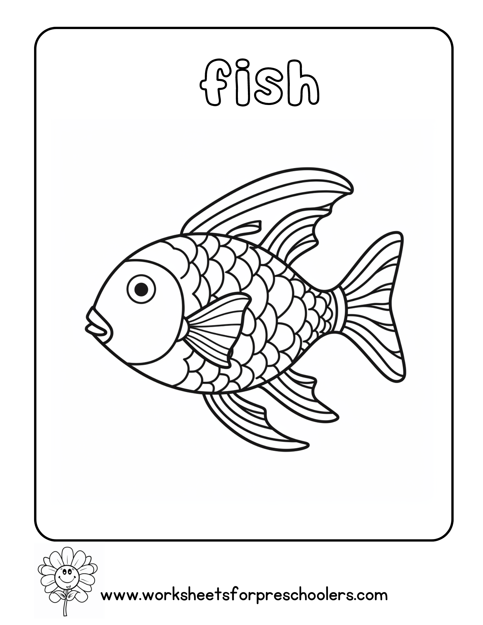 Fish Coloring Page Preschool