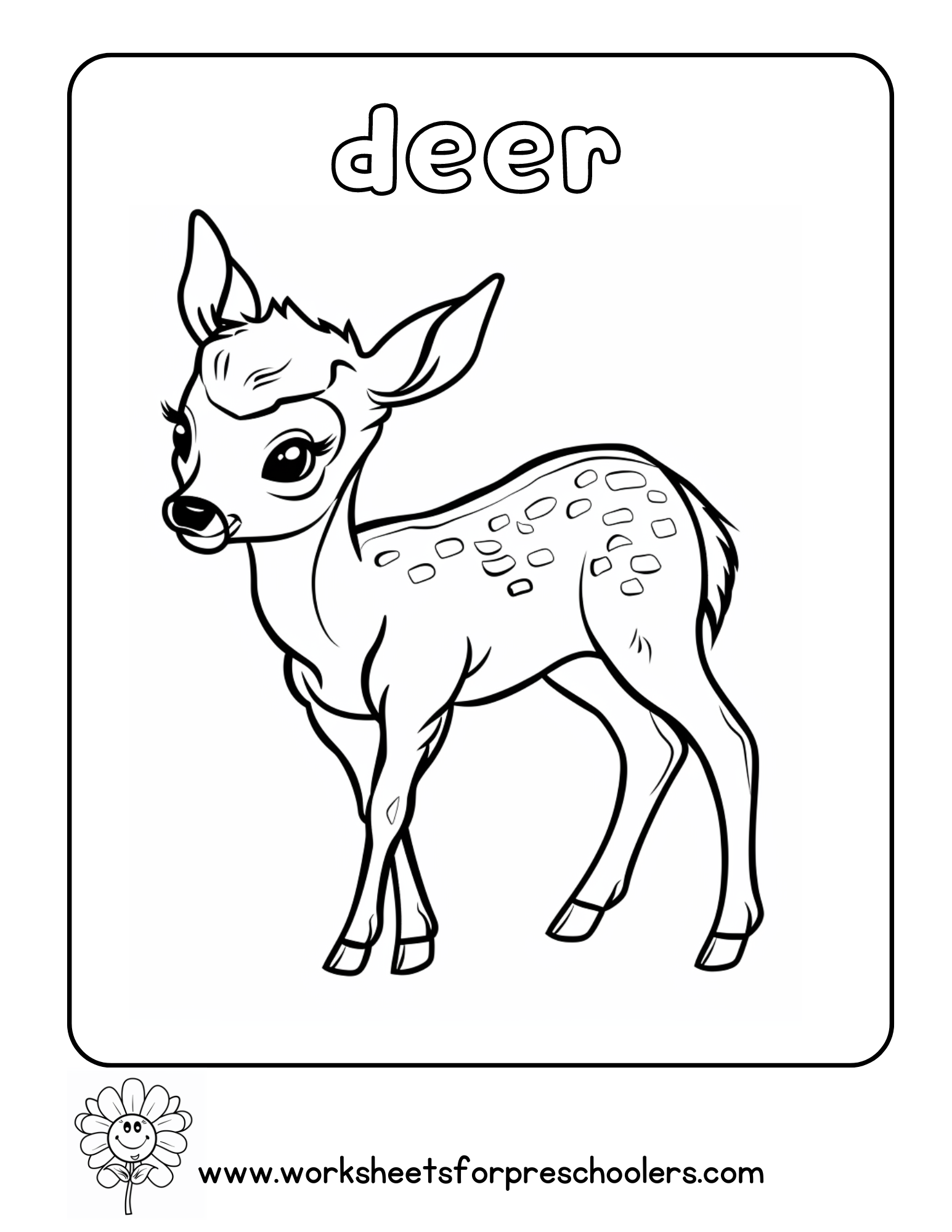 Deer Coloring Page Preschool