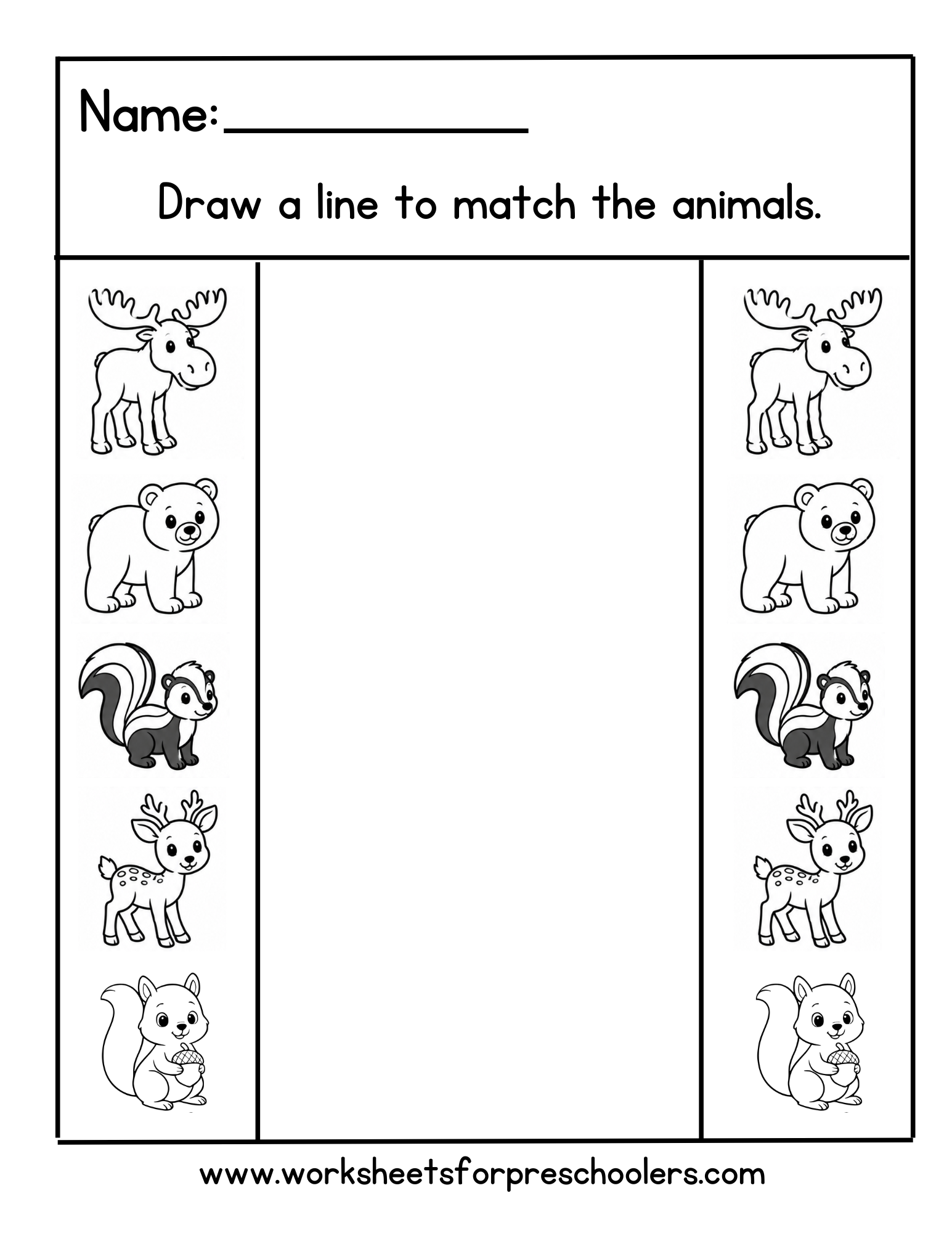 Forest Animals Matching Worksheet Forest Animals Matching Worksheet