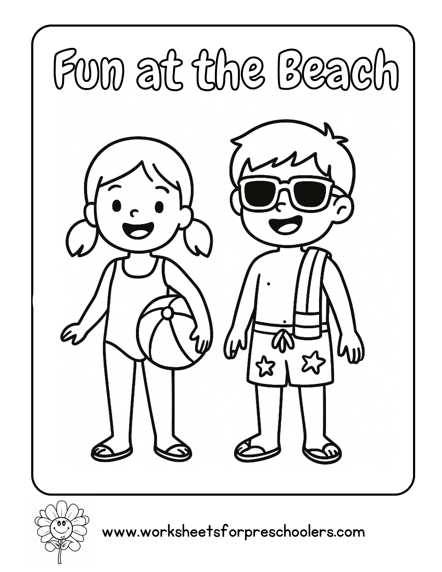 Beach Fun Coloring Page Beach Fun Coloring Page