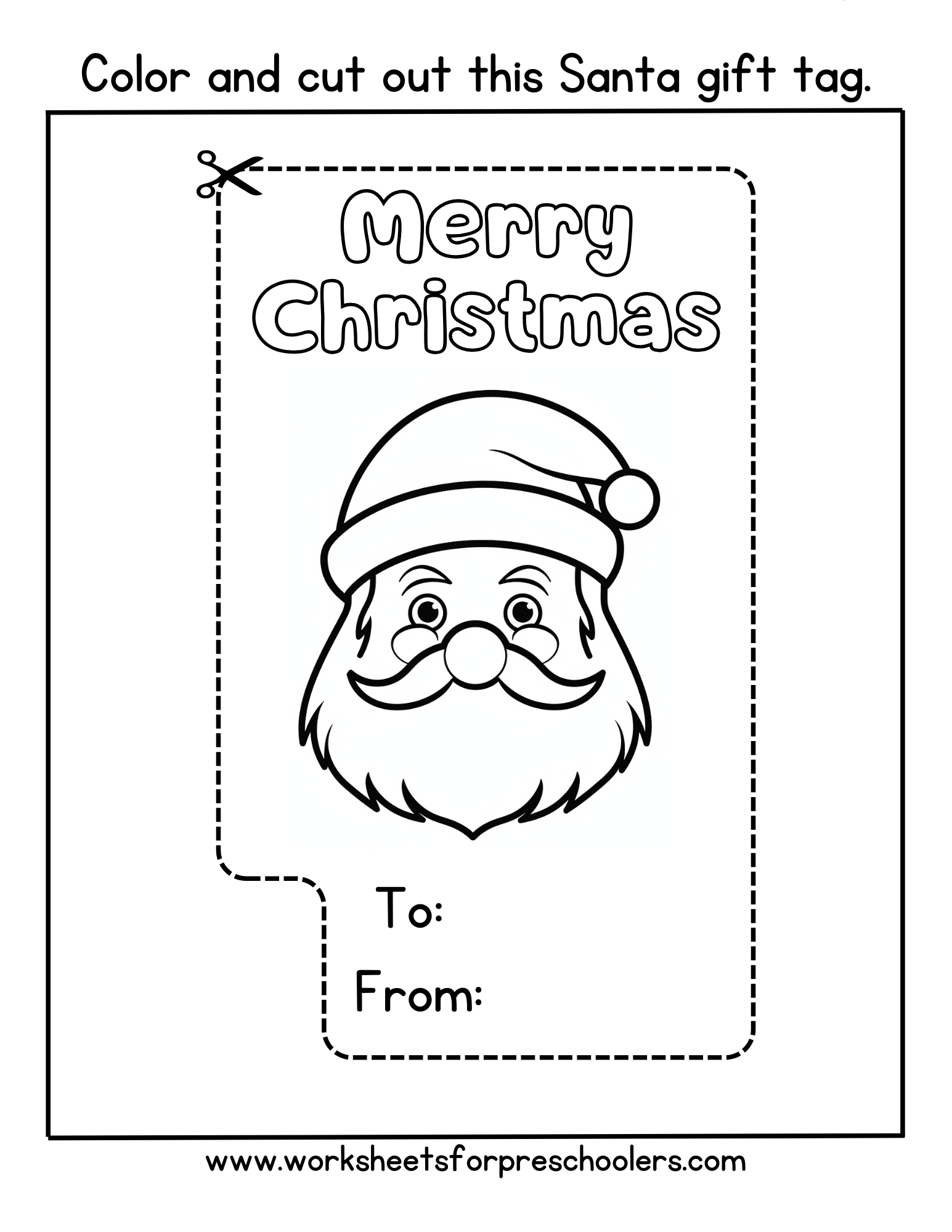 Santa Gift Tag activity sheet