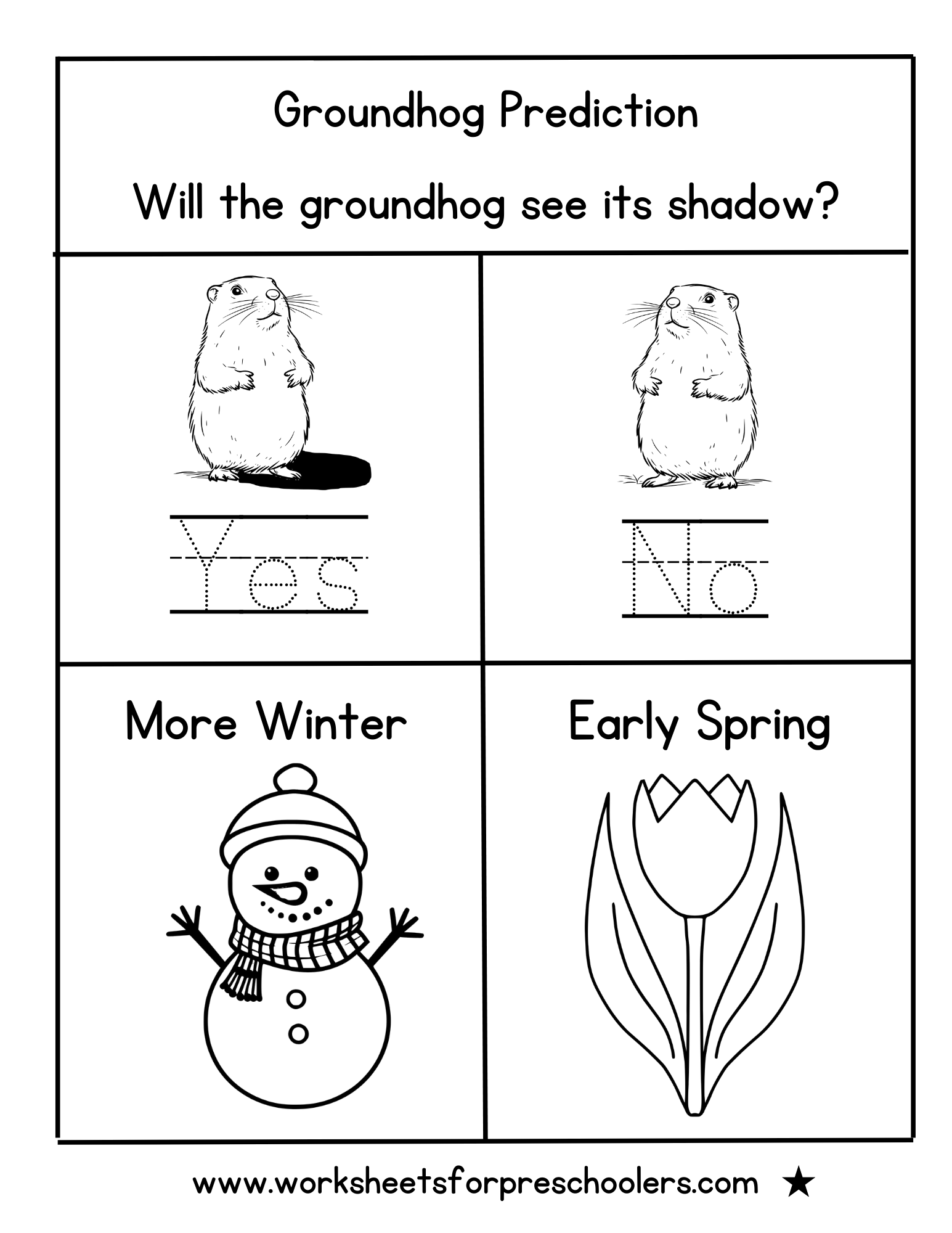 Groundhog Activity Worksheet