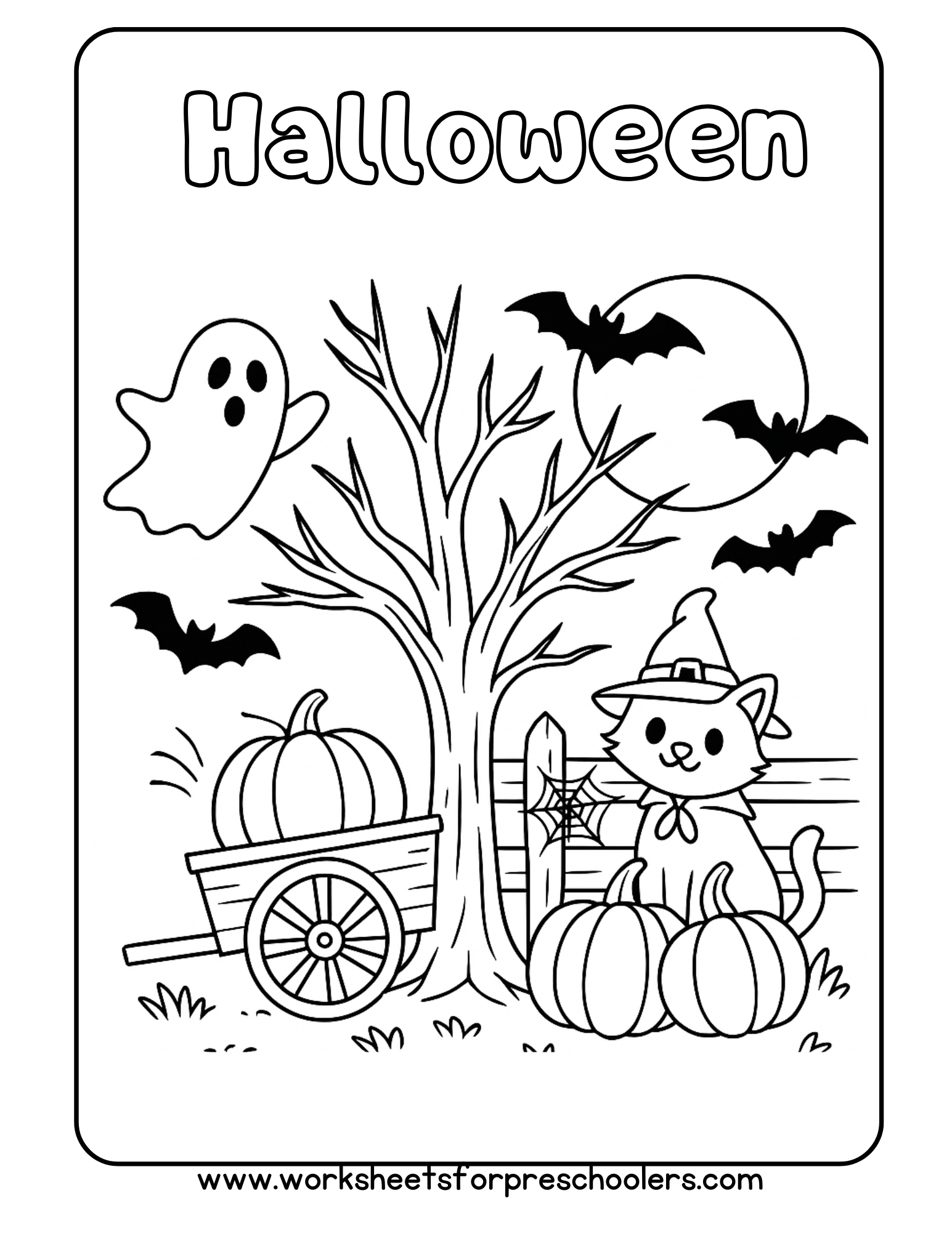 Halloween Cat Coloring Page