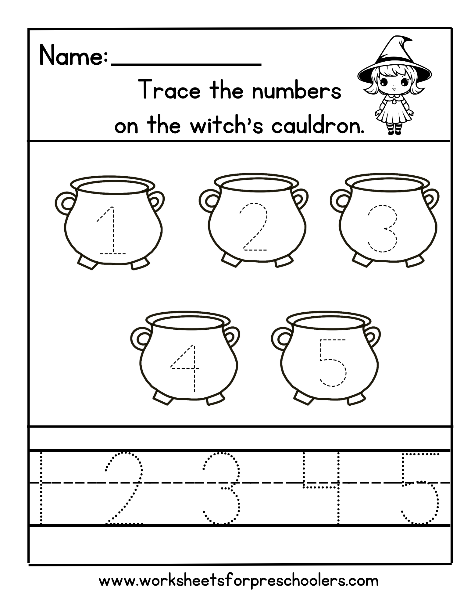 Halloween Theme Tracing Numbers Worksheet