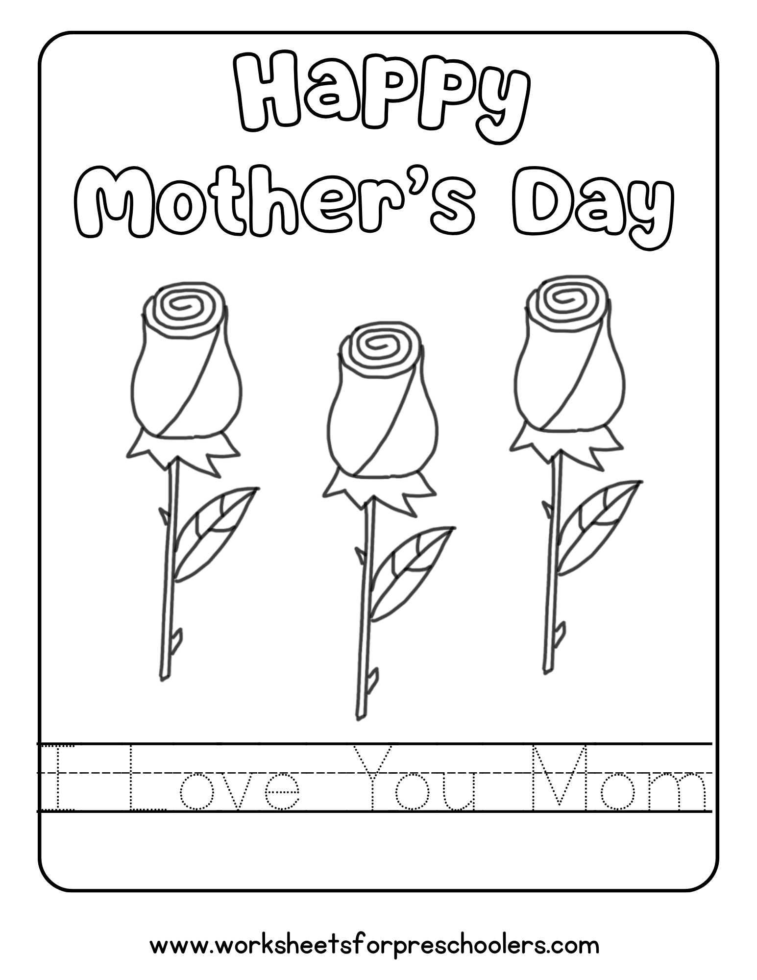Happy Mothers Day Card Worksheet