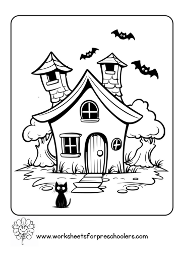 Haunted House Coloring Page