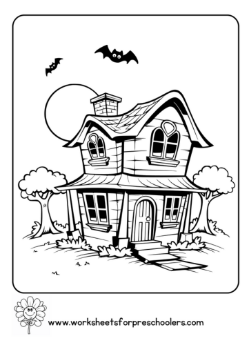 Spooky Halloween Night Coloring Page