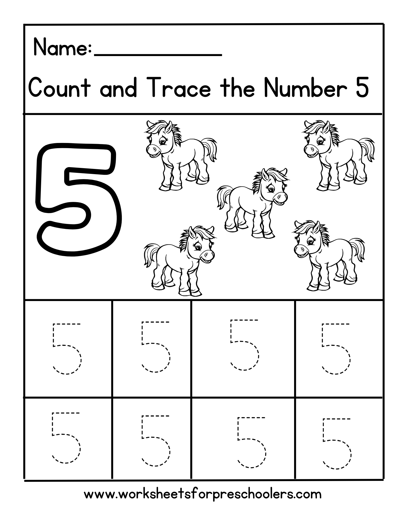 Number 5 Worksheet