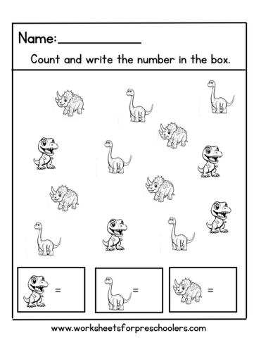 Dinosaur Counting Math Worksheet 