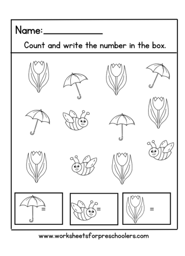 Spring Theme Counting Worksheet