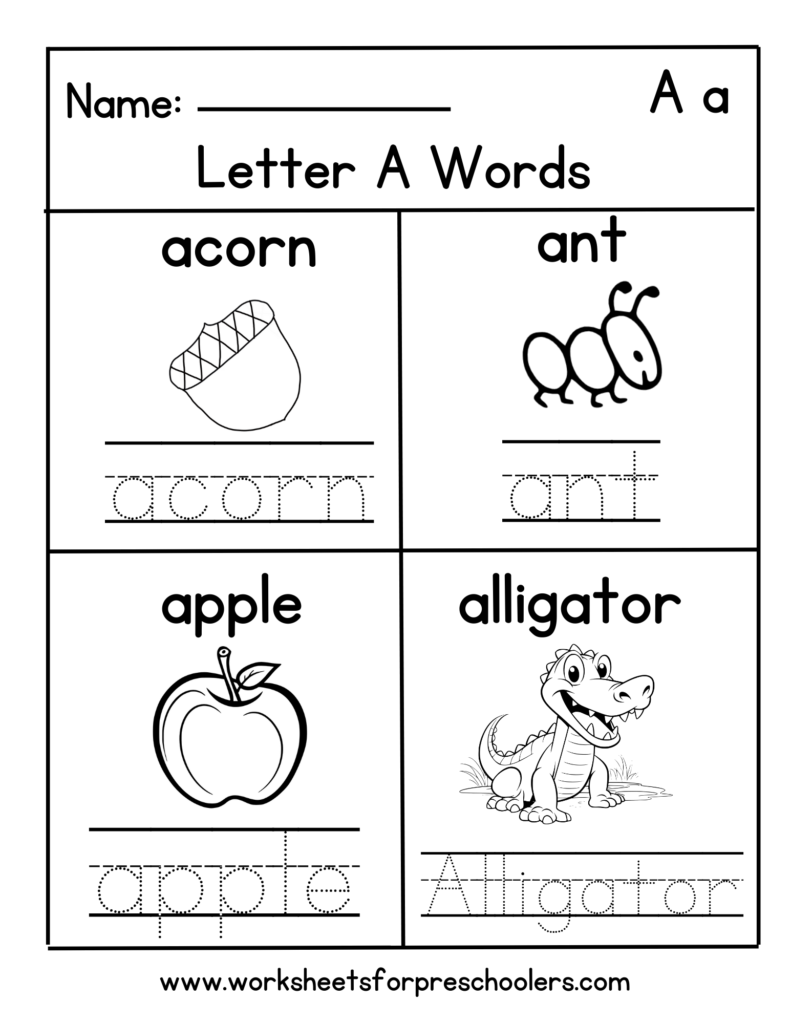 Letter A Worksheet