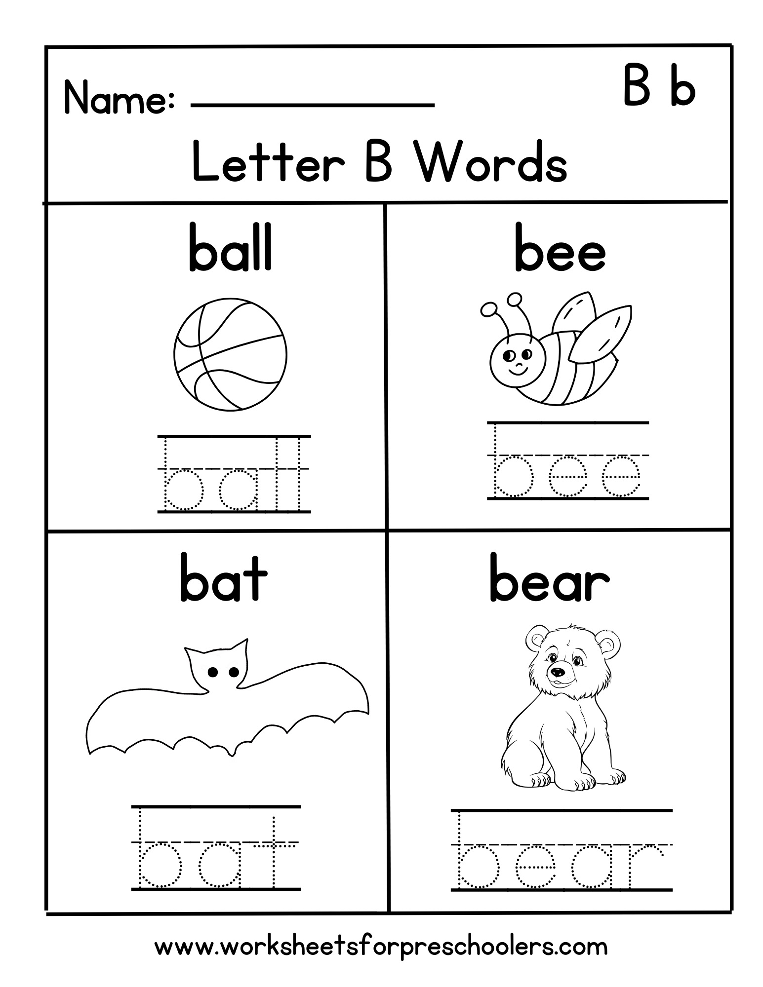 Letter B Activity Worksheet Letter B Activity Worksheet