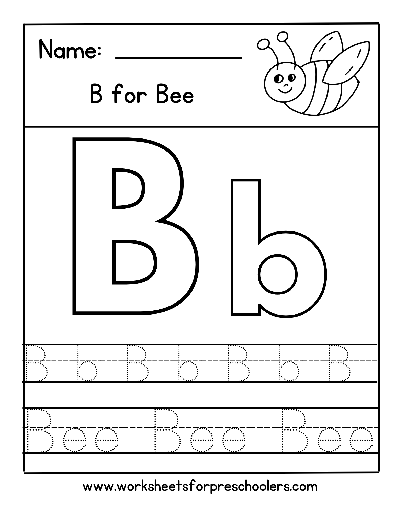 Letter B for Bee Worksheet