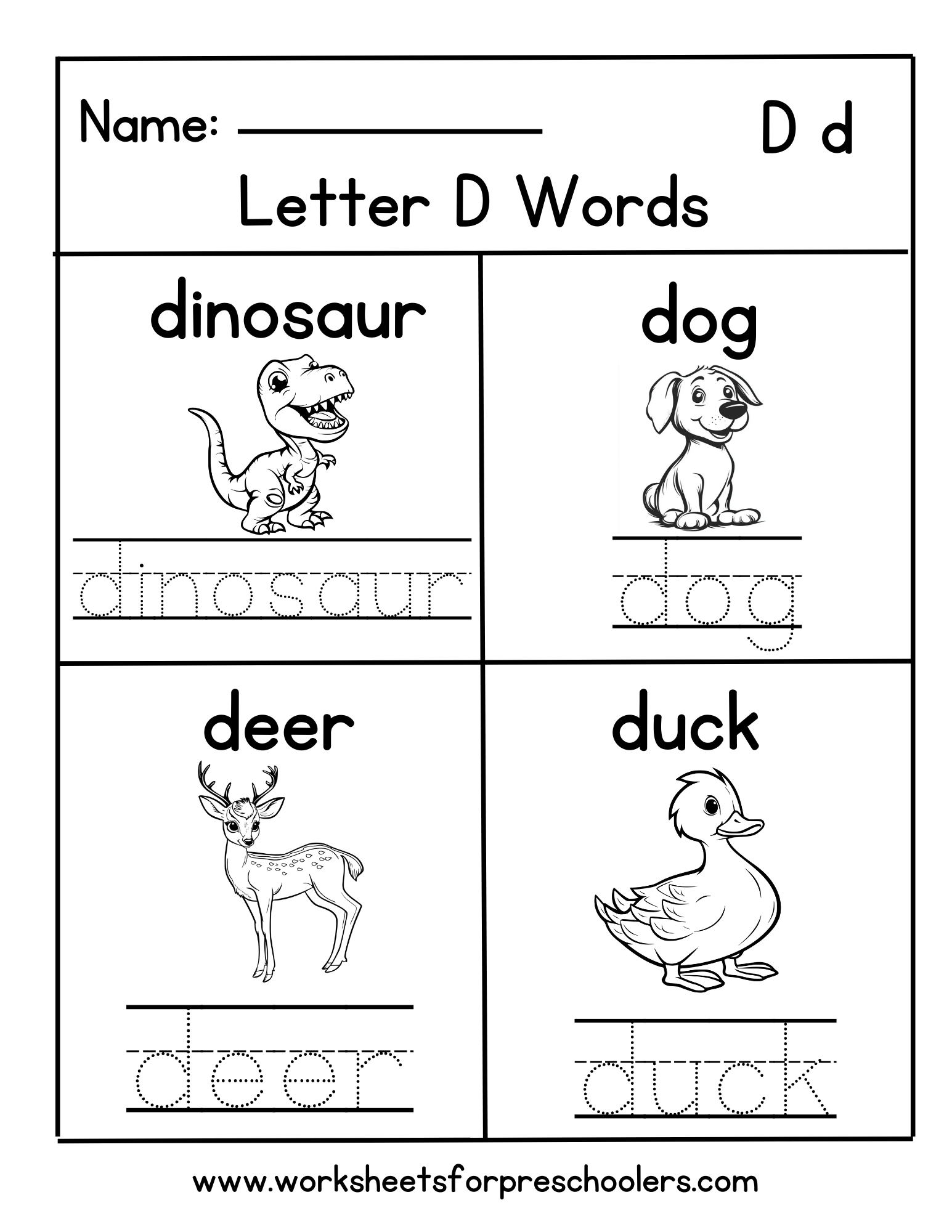 Letter D Activity Worksheet  Letter D Activity Worksheet