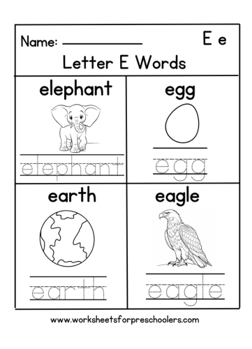 Letter E Worksheet