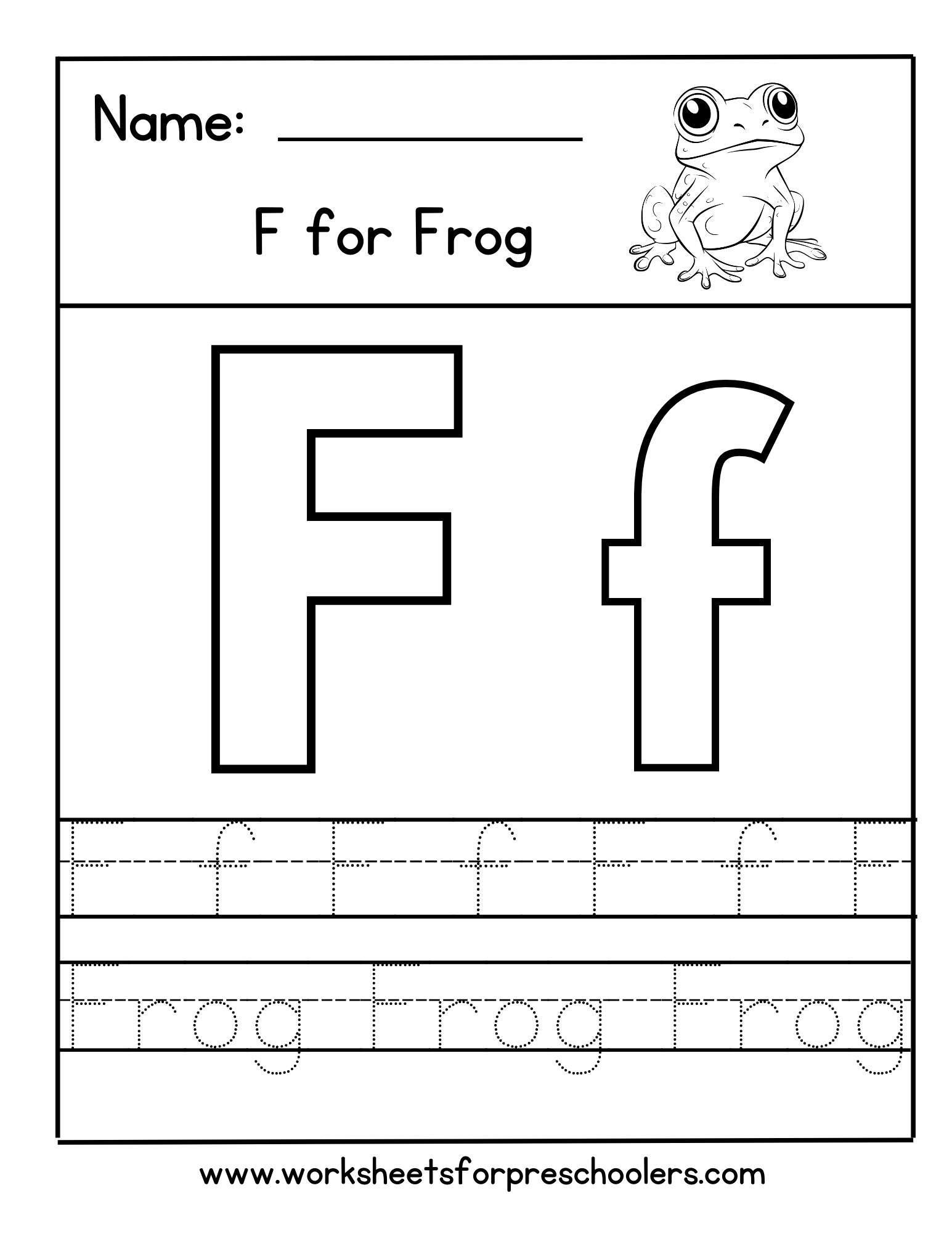 F for Frog Letter Tracing Worksheet F for Frog Letter Tracing Worksheet