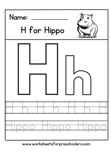 H for Hippo Worksheet