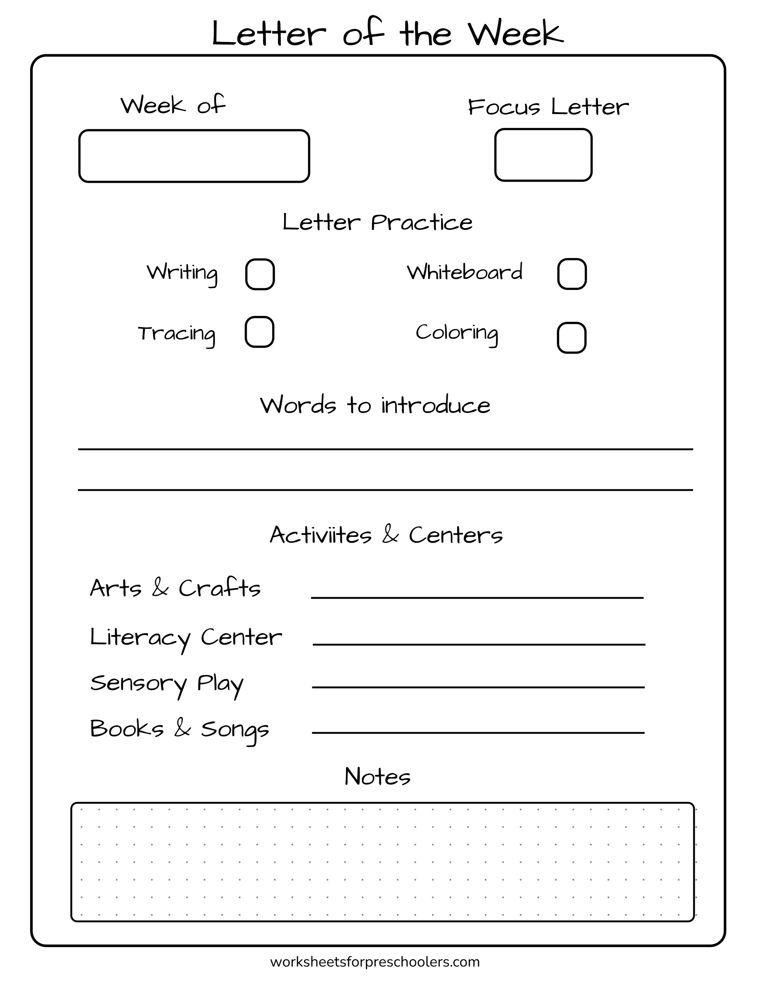 Letter of the Week Template