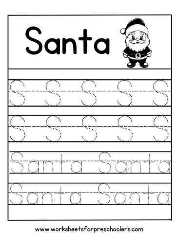 tter Sfor Santa worksheet