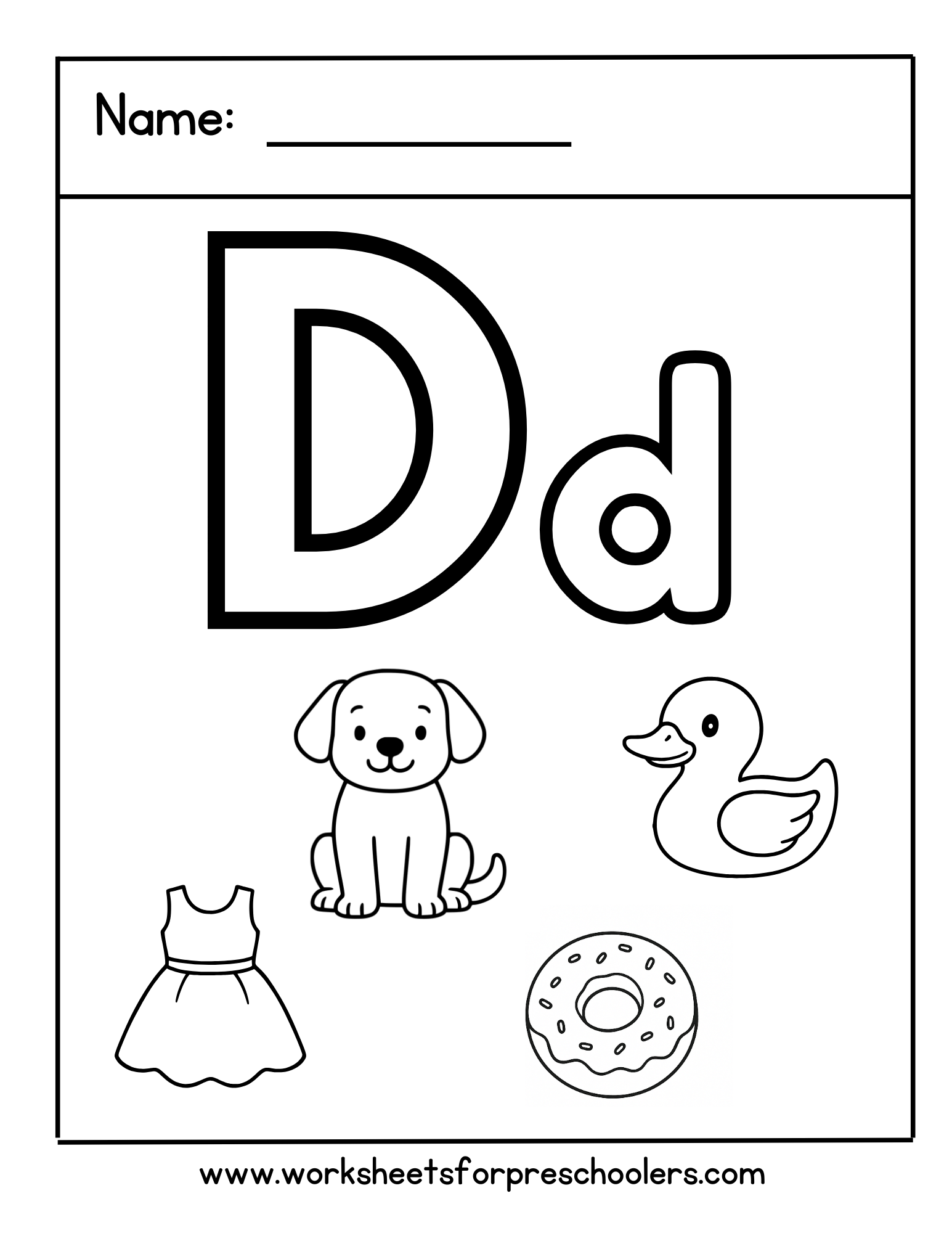 Letter D Coloring Page