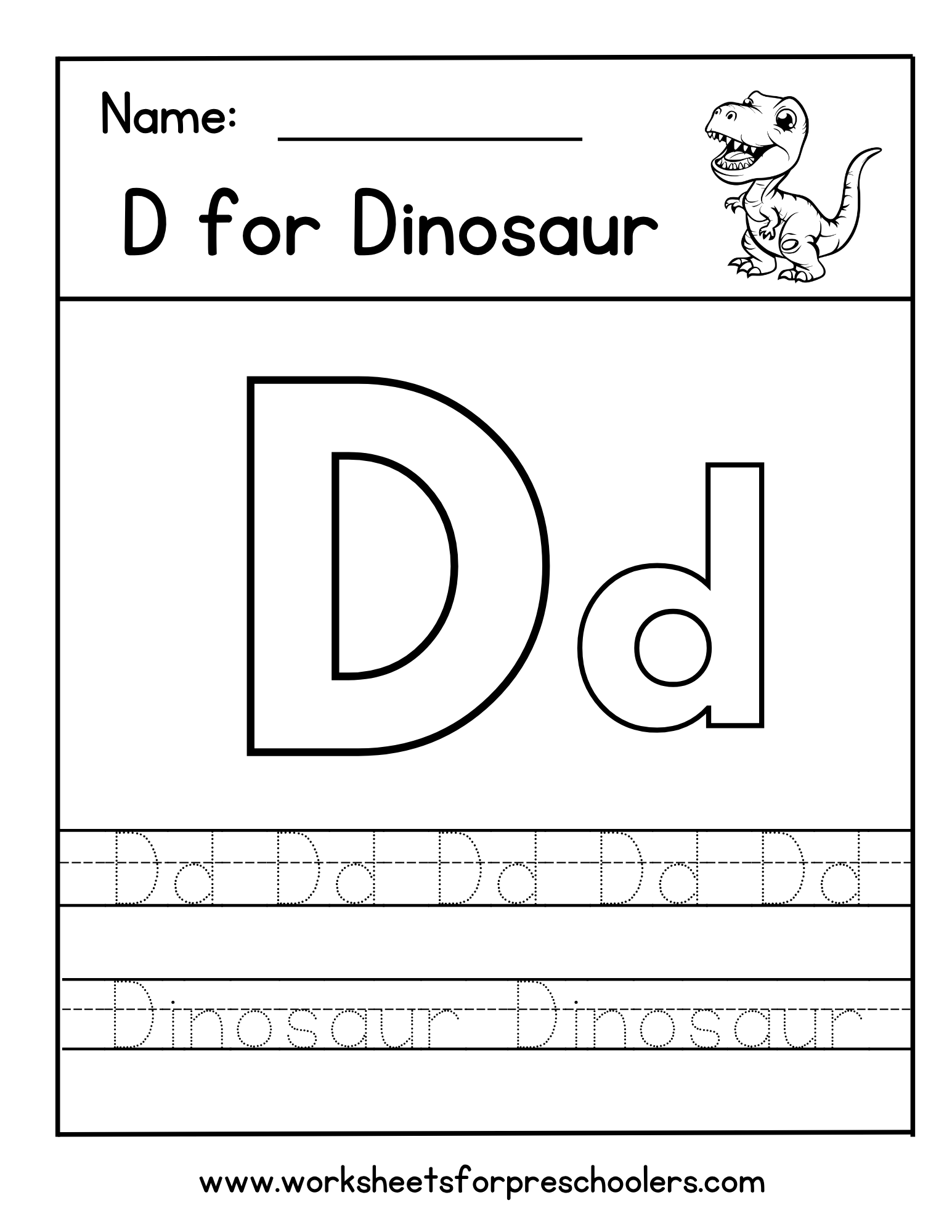 Letter D Tracing Worksheet