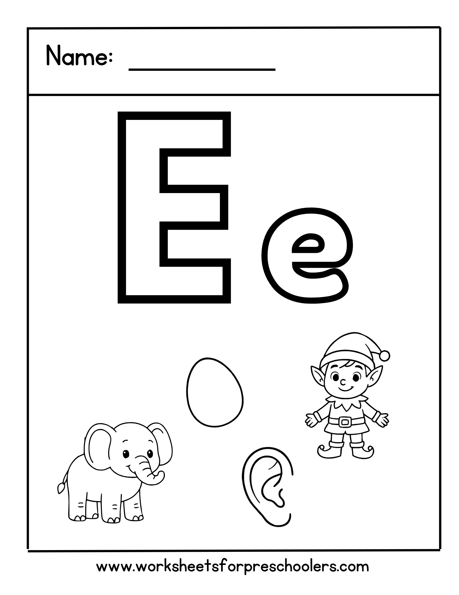 Letter E Coloring Page