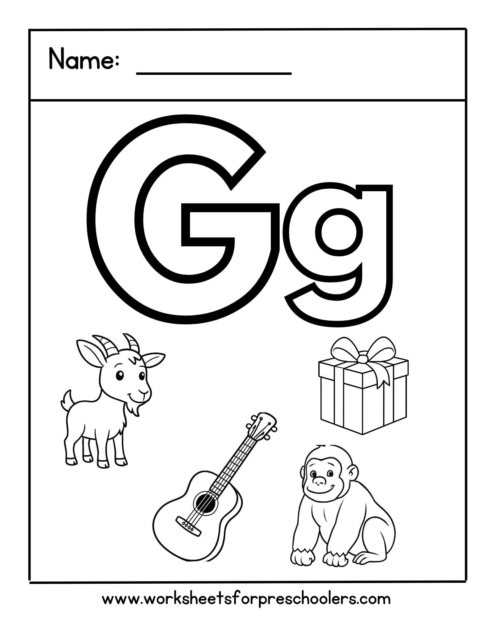 Letter G Coloring Worksheet