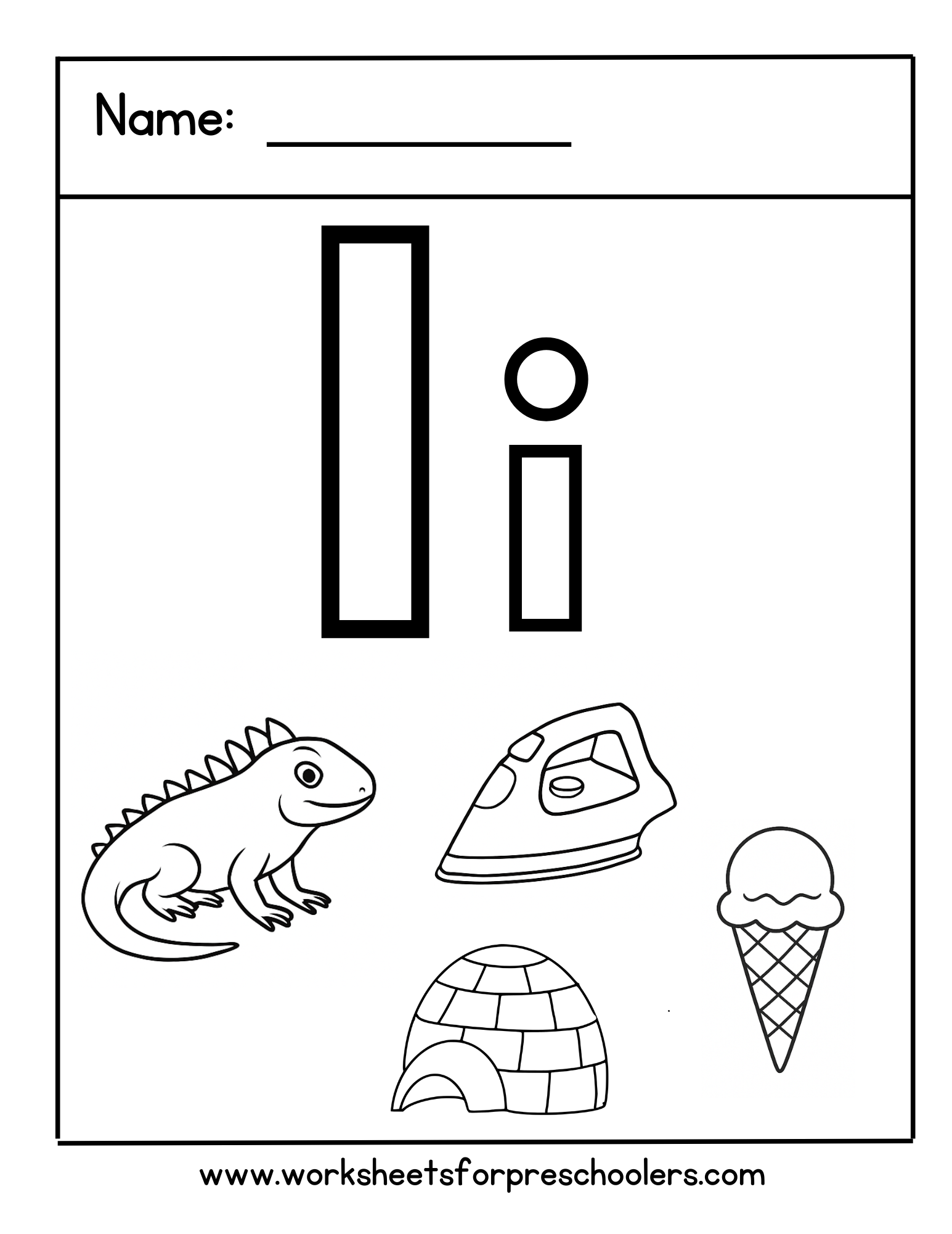 Letter I Coloring Worksheet Letter I Coloring Worksheet