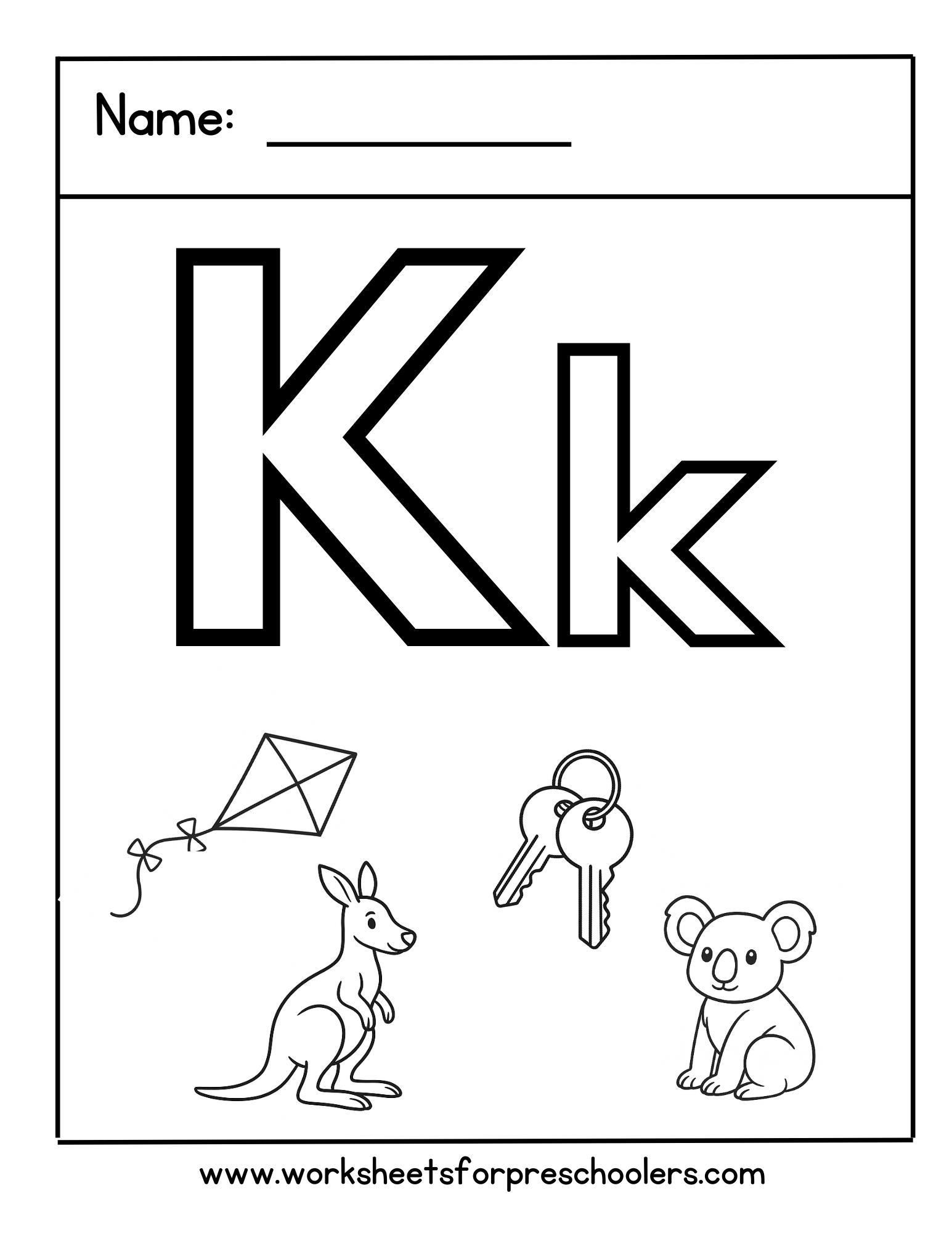 Letter K Coloring Worksheet